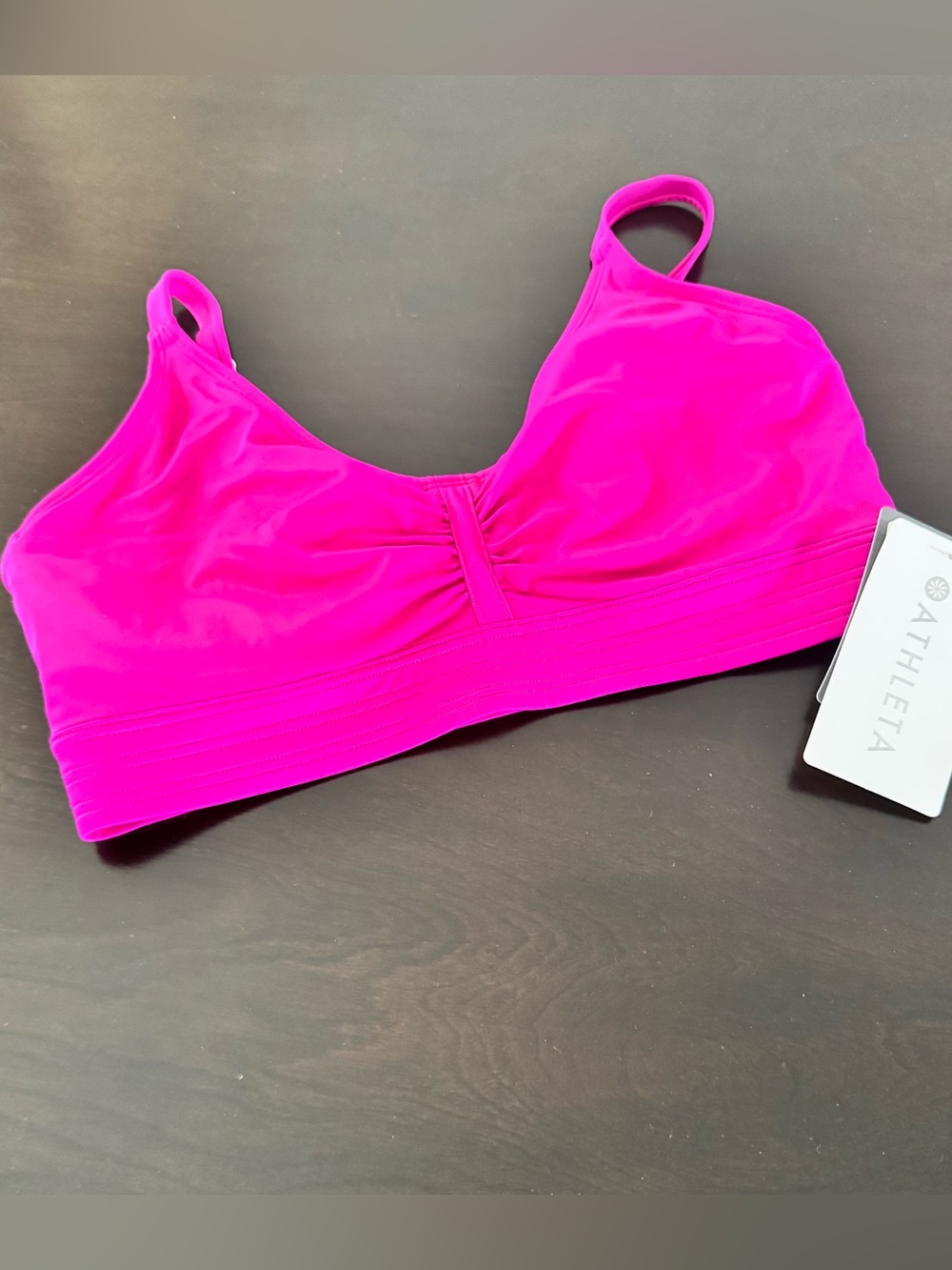 Athleta Stitched Band Bikini Top size 36D/DD sports bra Pink NWT